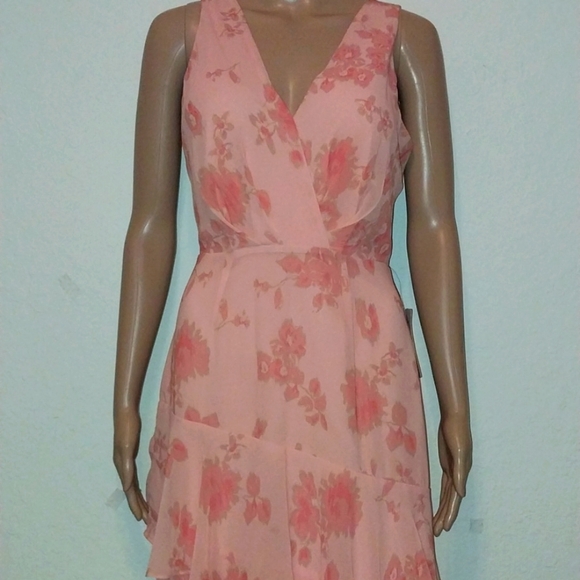 WAYF Dress Chiffon Peach Asymmetrical Maxi - Picture 1 of 11